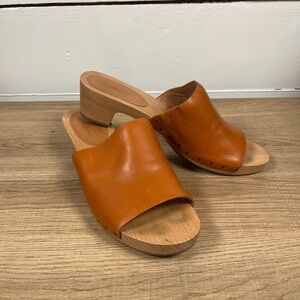 Madewell Orange Leather Mules